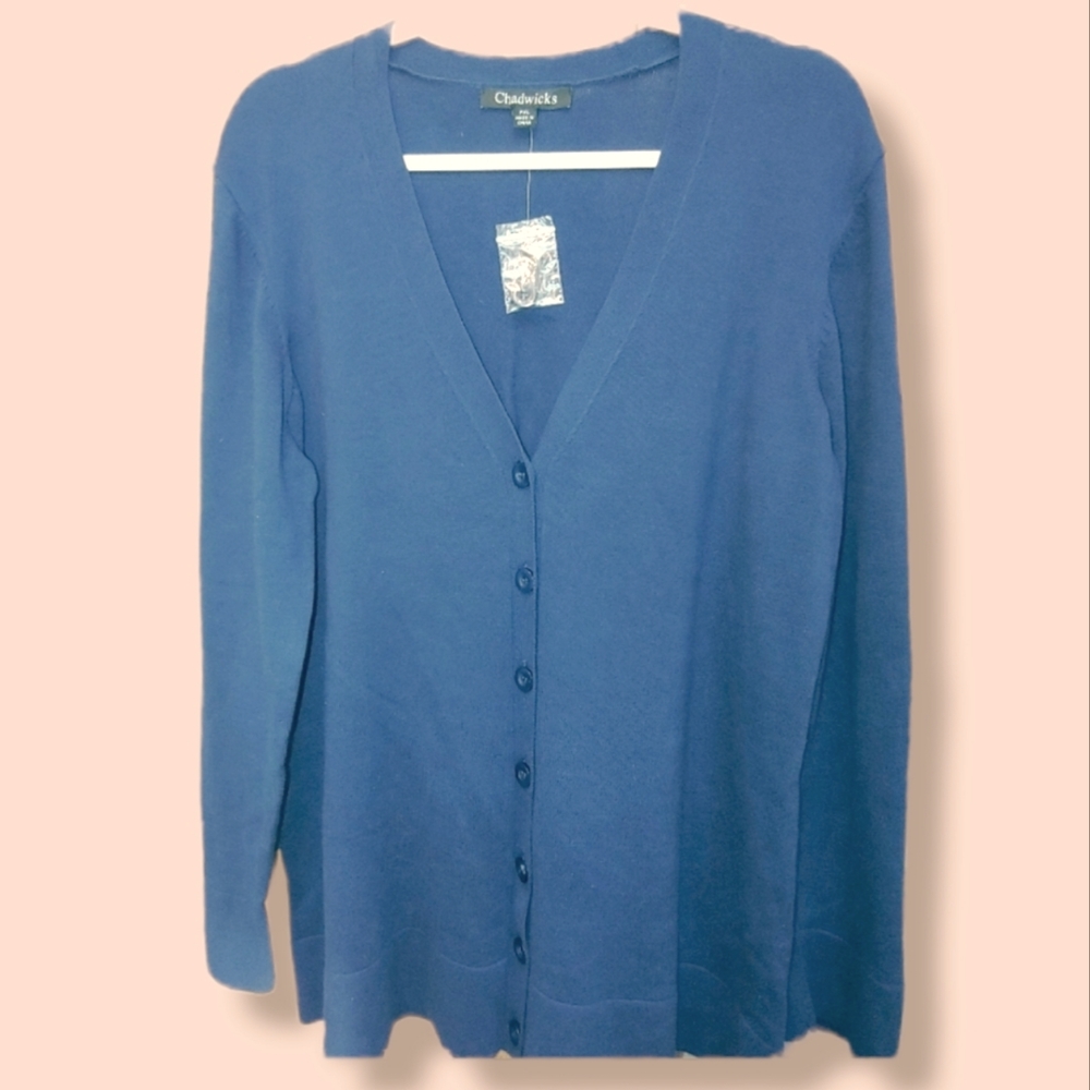 Chadwick Knit Sweater Long Length Vee Neck Cardigan Long Sleeves